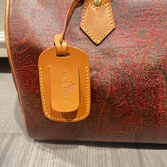 Vintage 1994 ETRO Paisley Print Boston Bag Italy With Decorative