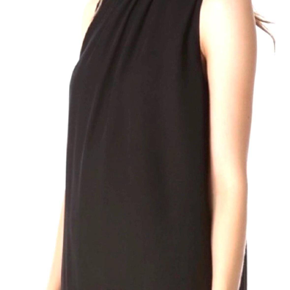 Joie Black Silk Midi Dress Straight Ruffle bottom Sleeveless Size XS