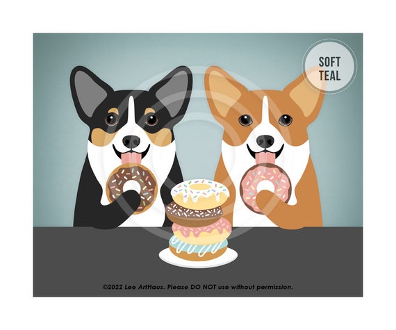 467DP Funny Dog Print Two Corgi Dogs Eating a Stack of - Etsy 467DP Funny Dog Print Two Corgi Dogs Eating a Stack of - Etsy