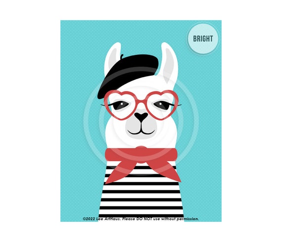 9JP French Llama Wearing Red Heart Glasses Wall Art Red - Etsy Israel