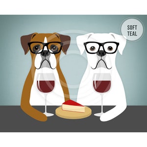 418DP Boxer Art - Two Boxer Dogs Drinking Wine Wall Art - Best Friends Gift - Bar Decor - Boxer Dog Drawing - Boxer Dog Art - Pet Portrait