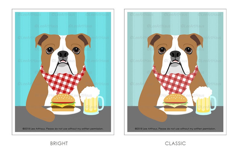 750D Beer Art Prints English Bulldog Drinking Beer and Etsy