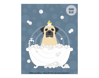 295DP Mastiff Drawing - English Mastiff in Bubble Bath Wall Art - Mastiff Print - Bathroom Wall Art - Kids Bath Decor - Mastiff Portrait