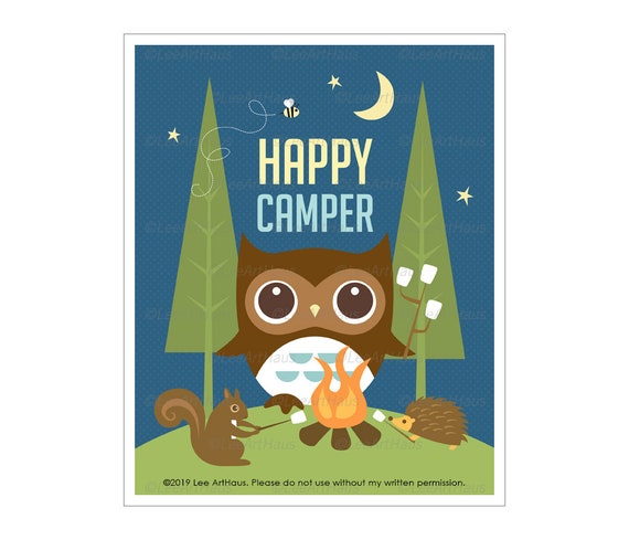 175a Chouette Pepiniere Print Happy Camper Feu De Camp Hibou Etsy 175a Chouette Pepiniere Print Happy Camper Feu De Camp Hibou Etsy