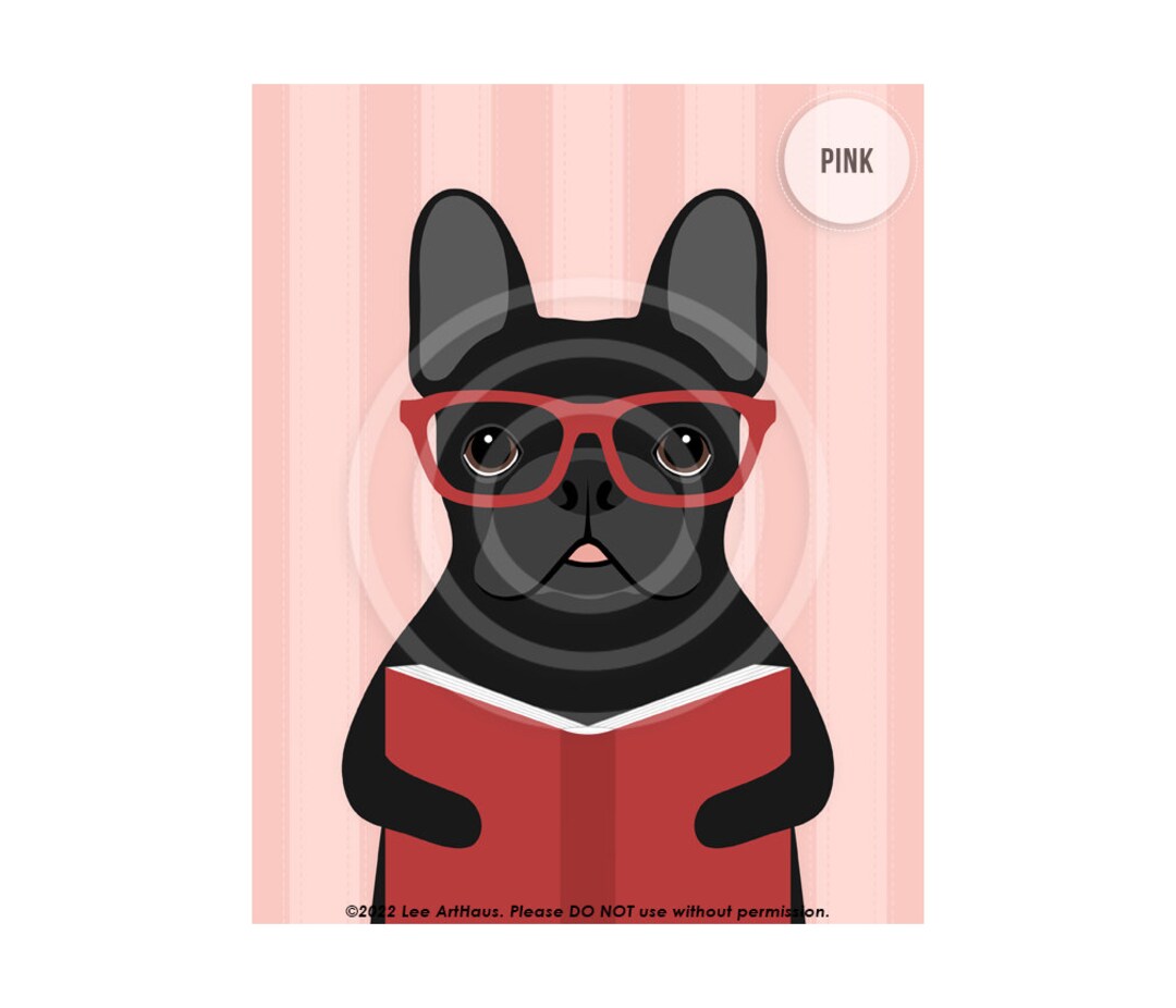 555DP French Bulldog Decor Black French Bulldog Reading Book Etsy.de
