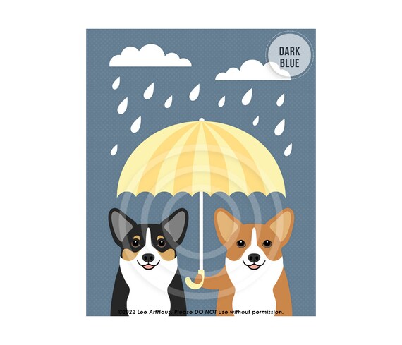 446DP Grabados para Dos perros Corgi con paraguas - Etsy España