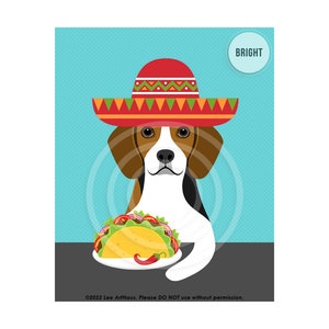 399DP Taco Art Prints - Beagle Eating Taco Wall Art -  Beagle Dog - Taco Tuesday - Taco Decor - Funny Taco Drawing - Dog Decor - Dog Art