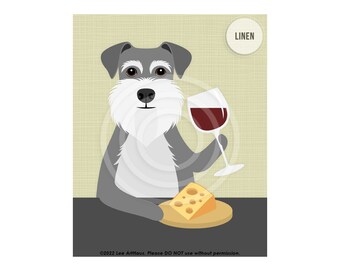 632DP Wine Decor - Schnauzer Drinking Glass of Wine Wall Art - Wine Prints - Schnauzer Drawing - Gift for Groom - Dog Lover Gifts - Pet Art