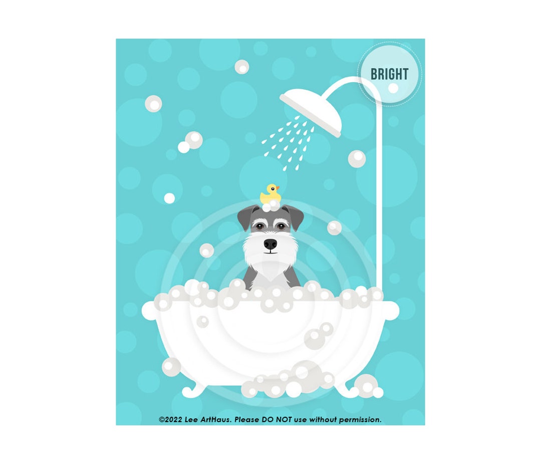 190DP Dog Print - Schnauzer Dog in Bubble Bath Wall Art - Dog Wall Art ...