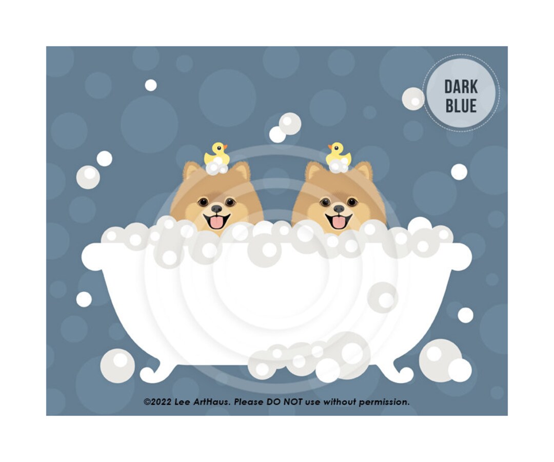 337DP Dog Art Two Pomeranian Dogs in Bathtub Wall Art Etsy