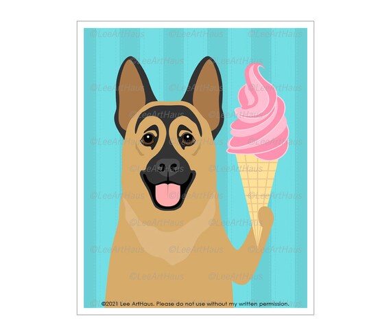 Impressions De Chien Drole 492d Berger Allemand Avec Creme Etsy Canada