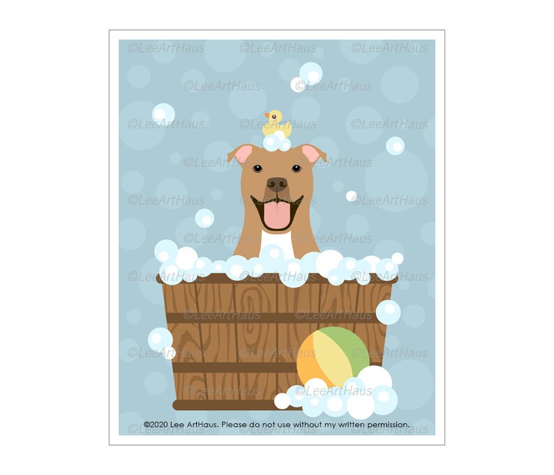 50D Pit Bull Gifts Brown Pit Bull Dog in Wooden Tub Wall Art Etsy