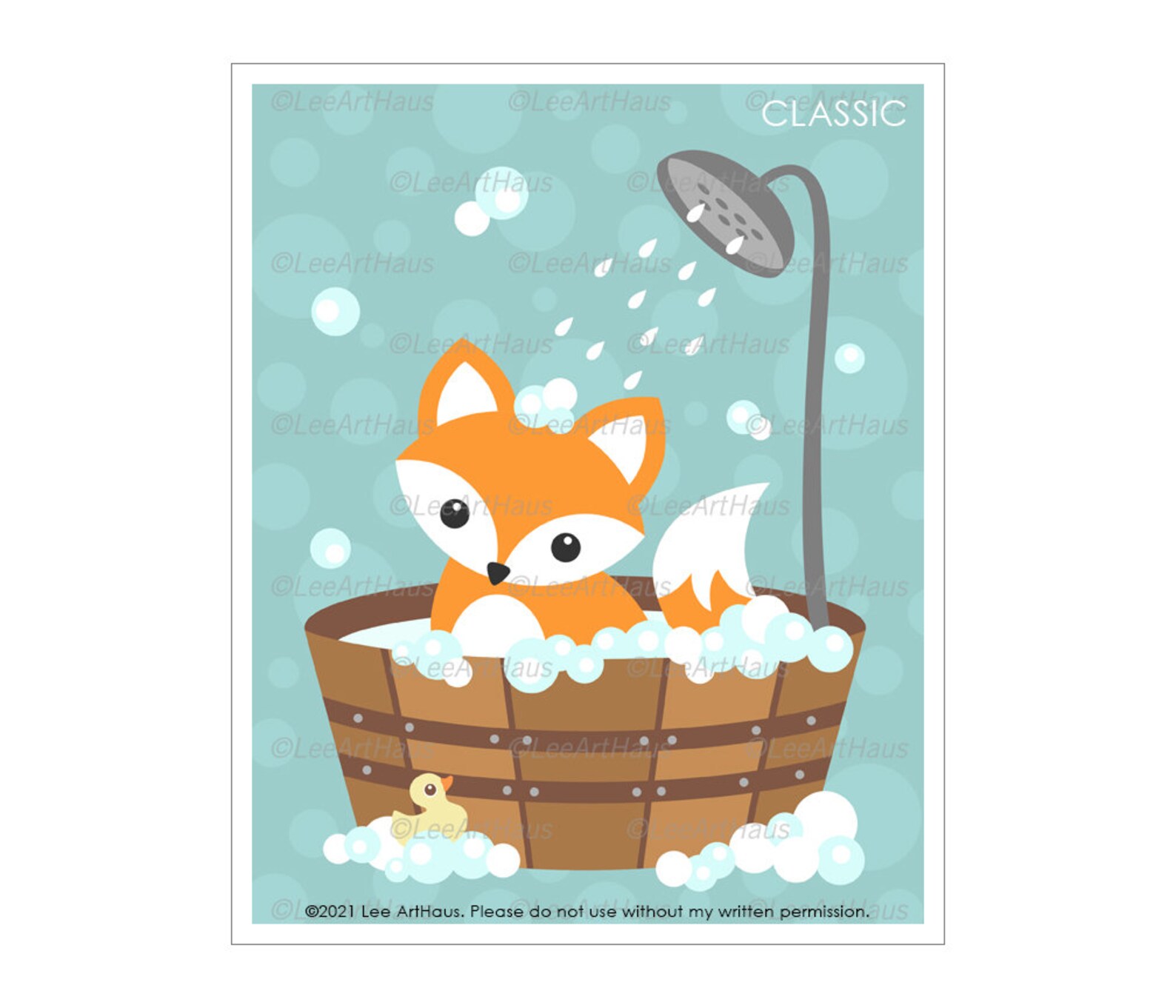 31A Bath Print Fox in Bubble Bath Wall Art Fox Print Fox Etsy