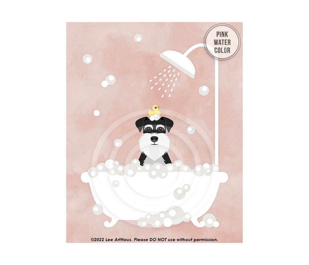 791DP Black and Silver Schnauzer Dog in Bubble Bath Wall Art - Etsy