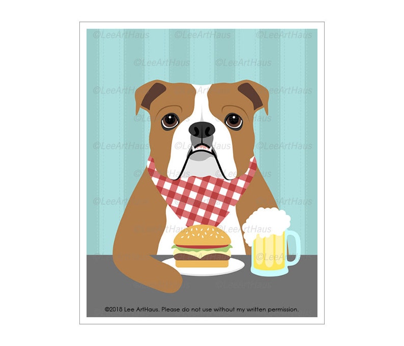 750D Beer Art Prints English Bulldog Drinking Beer and Etsy