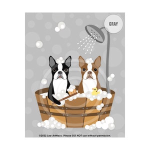 26DP Bathroom Art Decor Two Boston Terrier Dogs in Wooden Bathtub Wall Art Bathroom Wall Art Bath Print Dog Bathroom Decor image 6