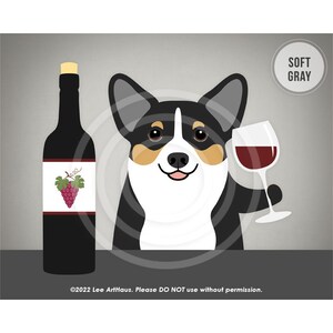 786DP Dog Art Print - Tricolor Corgi Drinking Bottle of Wine Wall Art - Wine Decor - Kitchen Wall Art - Gift for Wine Lovers - Funny Dog Art