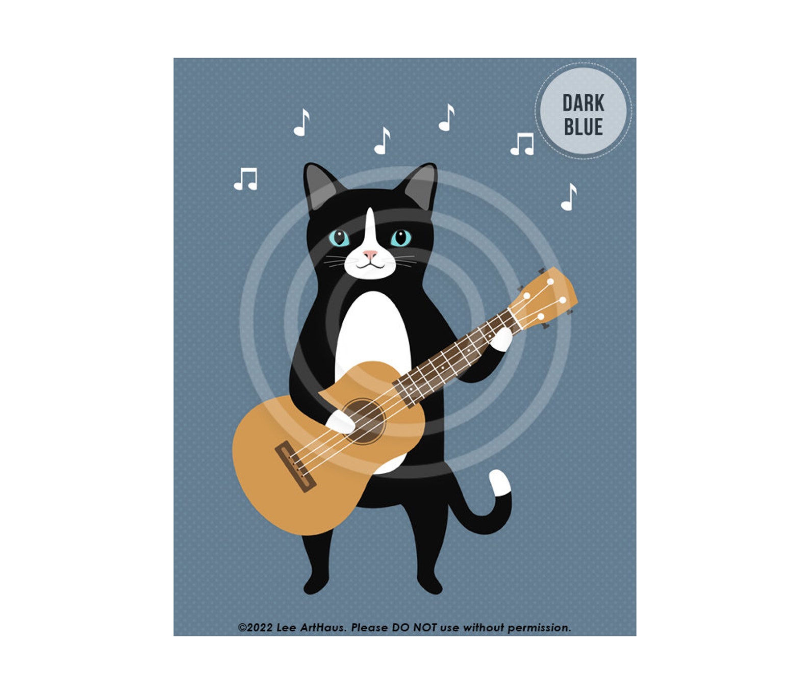 720DP Cat Art Black and White Cat Playing Guitar Wall Art Etsy