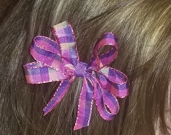 Purple Loopy hair bow clip cute