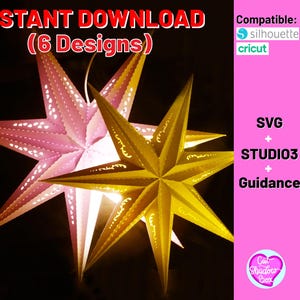 3D Christmas star svg, 3D paper star lantern svg, 6 north star cutting files, 3d stern svg cricut pattern template, instant download designs