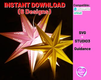 3D Christmas star svg, 3D paper star lantern svg, North star cut file, 3d stern svg garland cricut template, 7 point star svg winter design