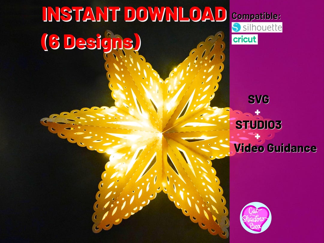Stars Paper Snowflake Pattern Paper Snowflake Star Svg, 6 3D Snowflakes Star Template Cutting File ...