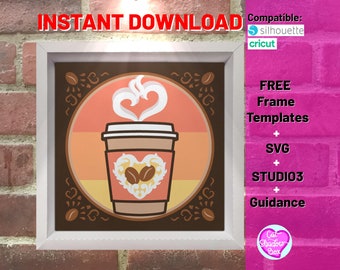 3d coffee shadow box template, layered coffee shadowbox svg, coffee cup svg cut file for cricut silhouette, coffee lover svg papercut design