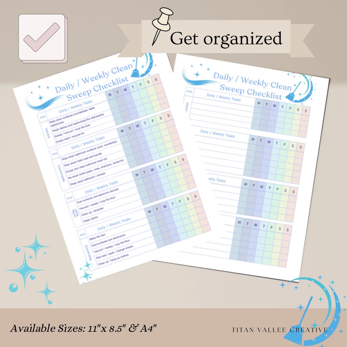EDITABLE Daily Weekly Monthly Cleaning Checklist, Cleaning Schedule ...
