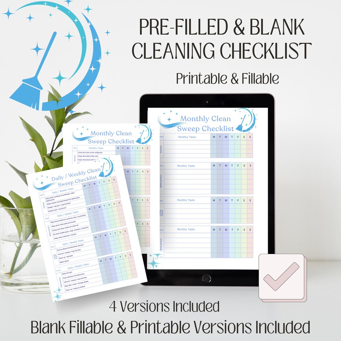 EDITABLE Daily Weekly Monthly Cleaning Checklist, Cleaning Schedule ...