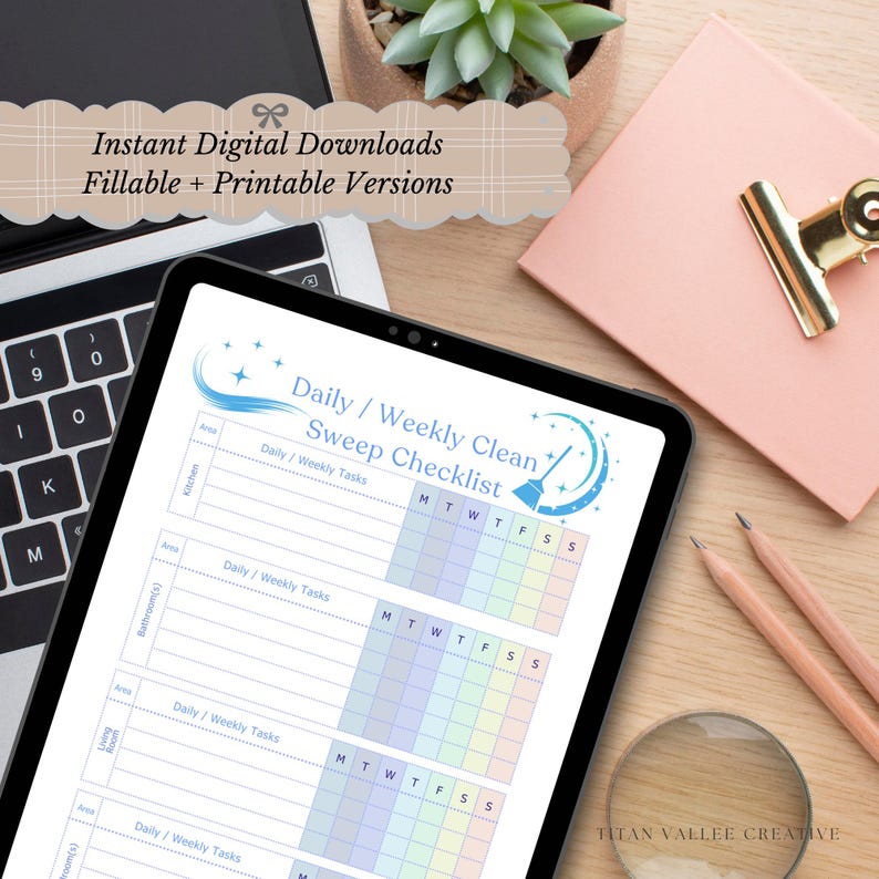 Editable Cleaning Checklist: Daily, Weekly, Monthly Planner (printable ...
