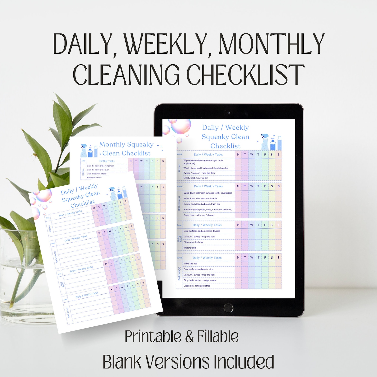 EDITABLE Daily Weekly Monthly Cleaning Planner Checklist, Cleaning ...