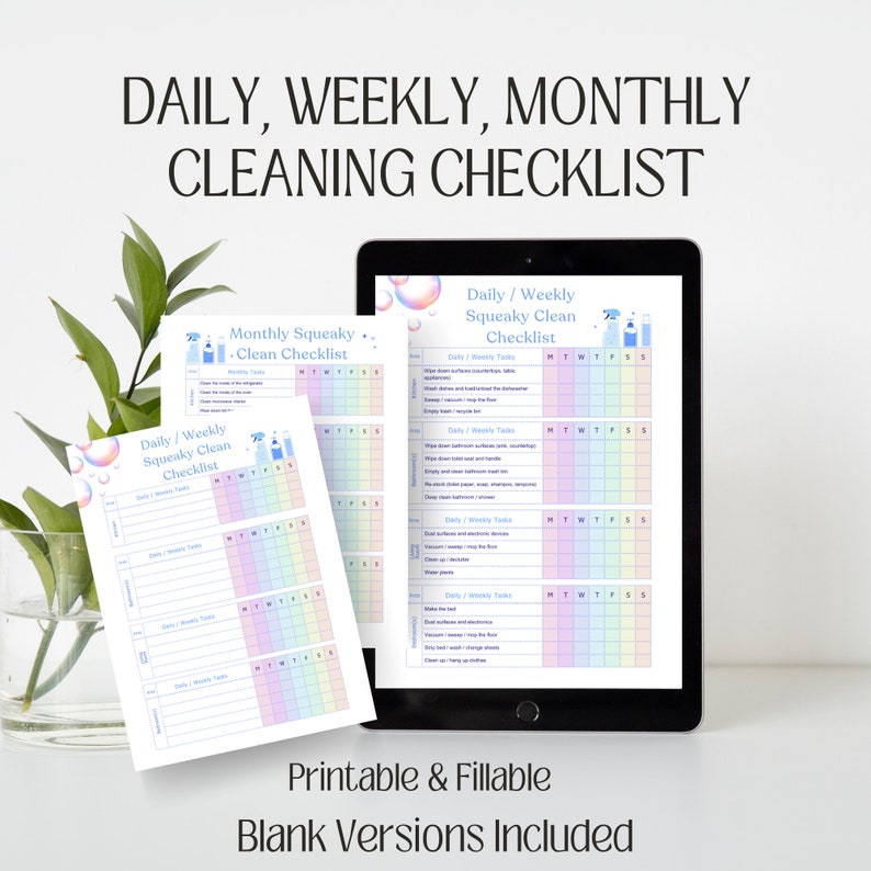 Editable Cleaning Planner: Daily, Weekly, Monthly Checklist (digital ...
