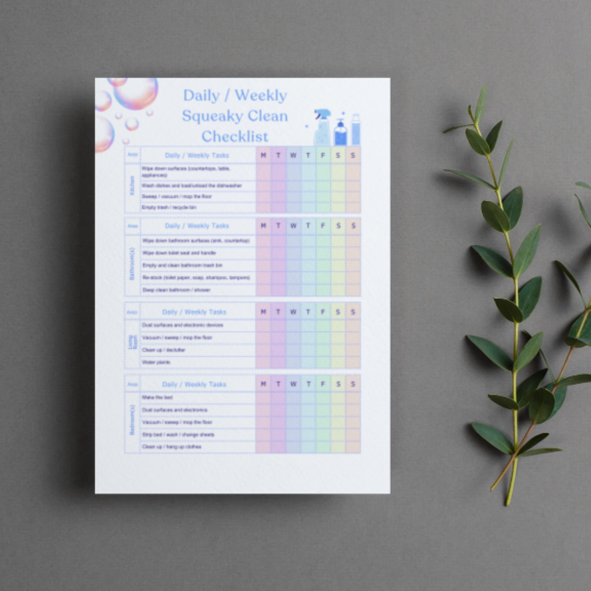EDITABLE Daily Weekly Monthly Cleaning Planner Checklist, Cleaning ...
