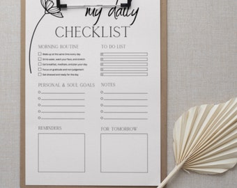 Minimalist Checklist Printable: Daily, Weekly, Monthly (Fillable)