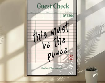 Guest Check Print, This Must Be the Place Printable Wall Art, Cute Retro Print, Kitchen Wall Art, Guest Check Wall Art