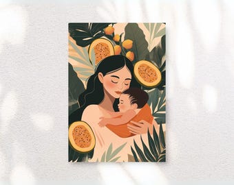 Mother and Child Art Print – Serene Nursery Decor (Digital Download)