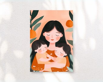 Twin Mom Art Print – Whimsical Nursery Decor (Digital Download)