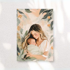 Mother and Child digital Art Print, Family Art Printable Mother and daughter Art, Cute Gift for New Mother, Printable Mother and Son Art,