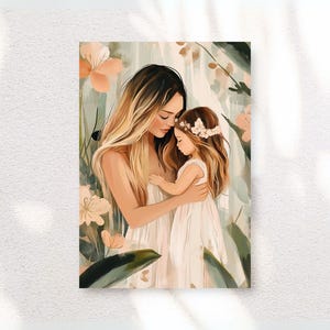 Mum Love, Motherhood Art Print, Mama Daughter Print, Boho Style, Mother Child print, Printable Family Art, Digital Art Print, Gift for Mum