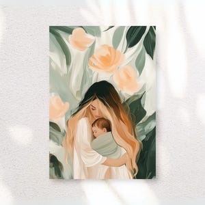 Mother and Child digital Art Print, Family Art Printable Mother and daughter Art, Printable Mother and Son Art, Cute Gift for New Mother