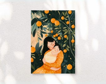 Mother and Child Art Print – Minimalist Nursery Decor (Digital Download)