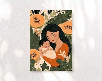 Impression d'art mère et enfant - Déco confortable pour chambre d'enfant (téléchargement numérique)
