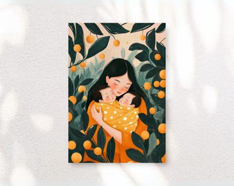 Twin Mom Art Print – Acrylic Style Nursery Decor (Digital Download)