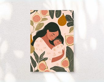 Mutter und Baby Feige Kunstdruck - Geschenk für die neue Mama (Digitaler Download)