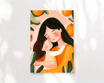 Mother and Daughter Art Print – Abstract Family Portrait (Digital Download)