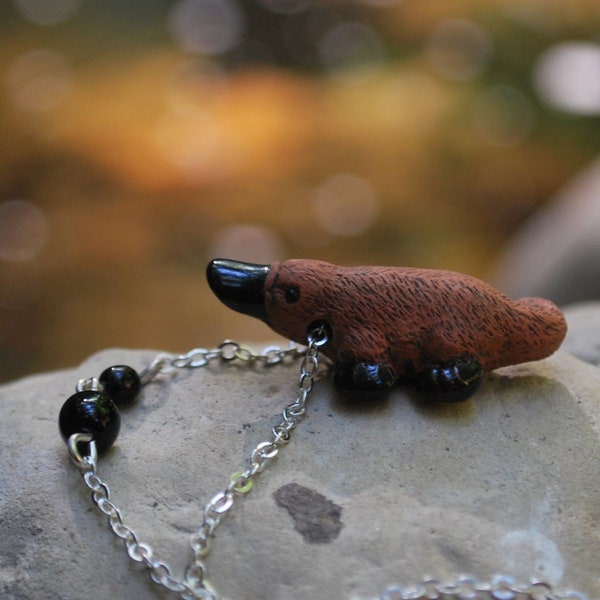 Platypus Necklace | Cute Platypus Charm Necklace | Ceramic Platypus Pendant