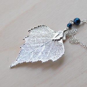 REAL Birch Leaf Necklace | Enchanted Leaves | Electroplated Fallen Silver Nature Jewelry | 2 - 2.5 Inch Long Leaf Pendant