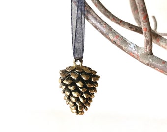 Brass Pine Cone Ornament | Holiday Pinecone Ornament | Winter Nature Ornament | Woodland Gift Tags