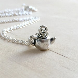 Tiniest Teapot Necklace | Cute Miniature Silver Tea Pot Charm Necklace | Tea Lover Necklace