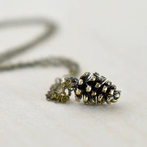 Little Brass Forest Pine Cone Necklace Pinecone Necklace Fall Pine Cone Charm Pine Cone Pendant image 1